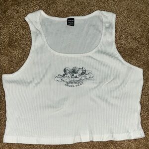 SHEIN White Ribbed Crop Tank Top